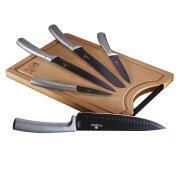 Berlinger Haus Σετ μαχαιριών 6 τεμ. με ξύλινη επιφάνεια κοπής σε γκρι, Moonlight Edition BH-2556A