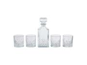 Σετ Γυάλινη Καράφα Σερβιρίσματος 900ml με Καπάκι για Whisky και 4 Ποτήρια από Κρυστάλλινο Γυαλί