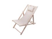 Aria Trade Πτυσσόμενη Ξύλινη Καρέκλα Πολυθρόνα Παραλίας Μπεζ