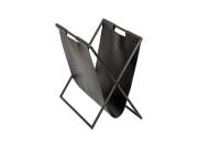 Μεταλλική Επιδαπέδια Θήκη για Περιοδικά και Εφημερίδες με Δερμάτινες Λεπτομέρειες, 37x22x35 cm