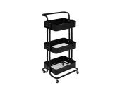 Μεταλλικό Τροχήλατο Τρόλεϊ Κουζίνας με 3 Καλάθια, σε Μαύρο Χρώμα, 45x36.5x86 cm