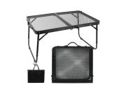 Πτυσσόμενο Μεταλλικό Τραπεζάκι Camping, με Χερούλι Μεταφοράς και Θήκη σε Μαύρο Χρώμα, 60x40x27 cm