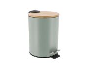 Μεταλλικός Κάδος Απορριμμάτων Χωρητικότητας 3L με Καπάκι από Bamboo, 17x20.5x23.5 cm