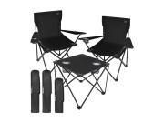 Σετ Πτυσσόμενων Καρεκλών 2 τμχ και Τραπεζιού Κάμπινγκ σε Μαύρο Χρώμα