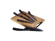 Berlinger Haus Σετ Μαχαίρια 6 Τεμ Ανοξείδωτα, με Ξύλο Κοπής, Matte Black Collection BH-2549AN