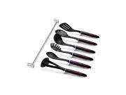 Σετ πλαστικά Εργαλεία Κουζίνας 7 Τεμ με Επιτοίχια Ράγα για Κρέμασμα, Purple Eclipse BH-6331