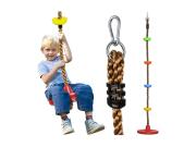 Παιδική Κούνια Σχοινί Αναρρίχησης 2 σε 1, Πολύχρωμη με Κάθισμα Τύπου Δίσκου και Ιμάντα, έως 100kg