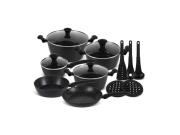 Edenberg Σετ Μαγειρικά Σκεύη 15 Τεμ. με Μαρμάρινη Κεραμική Επίστρωση, σε Μαύρο Χρώμα,  EB-5634