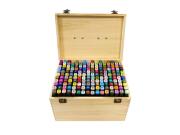 Σετ Μαρκαδόροι Ζωγραφικής 176 Τεμαχίων, με Διπλή Μύτη και Ξύλινη Θήκη, 19.5x27.5x17 cm