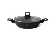 Edenberg Ρηχή Κατσαρόλα 24cm Αντικολλητική με Μαρμάρινη Επίστρωση και Γυάλινο Καπάκι, EB-7463