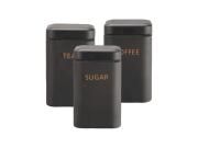 Cheffinger Σετ Μεταλλικά Δοχεία 3 Τεμαχίων για Καφέ, Ζάχαρη και Τσάι σε Μαύρο Χρώμα, CF-CAN3G