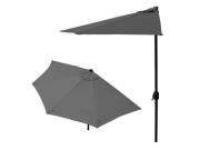 Ημικυκλική Ομπρέλα Κήπου Βεράντας 2.7m για Τοποθέτηση σε Τοίχο, σε Γκρί Χρώμα