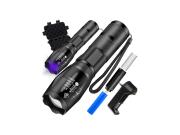 Επαναφορτιζόμενος Αδιάβροχος Φακός LED UV 5W με Ζουμ με Εμβέλεια 200-300m