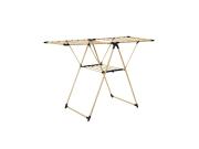 Πτυσσόμενη Μεταλλική Απλώστρα Δαπέδου, με Εφέ Ξύλου, 155x99x61 cm