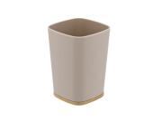 Ποτηροθήκη Μπάνιου από Καουτσούκ, ABS και Μπαμπού, σε Μπεζ Χρώμα, 7.5x7.5x10.5 cm