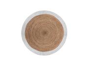 Στρογγυλό Χαλί από Φυσική Γιούτα με Λευκό Περίγραμμα, Διαμέτρου 120 cm