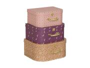 Σετ Παιδικές Διακοσμητικές Βαλίτσες, 3 Τεμαχίων με Μαγικά Σχέδια και Χρυσές Λεπτομέρειες