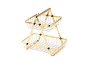 Φρουτιέρα Μεταλλική 2 Eπιπέδων, Παραλληλόγραμμη σε Χρυσό Χρώμα, 33x18x30 cm