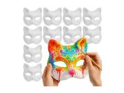 DIY Σετ Λευκές Μάσκες σε Σχήμα Γάτας για Ζωγραφική 10 Τεμ για Ενήλικες και Παιδιά, 18x17 cm