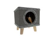 Ονυχοδρόμιο για Γάτες Σπιτάκι με Κρεβάτι σε Γκρι Χρώμα, 32x32x38 cm