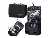 Τσαντάκι Καλλυντικών Νεσεσέρ Πτυσσόμενo με Γάντζο και Χερούλι σε Μαύρο Χρώμα,  24x19 cm