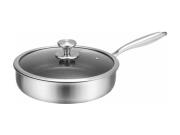 Edenberg Βαθύ Αντικολλητικό Τηγάνι 24cm από Ανοξείδωτο Ατσάλι με Γυάλινο Καπάκι, EB-7651