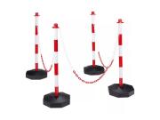 Σετ 4 Τεμαχίων Πλαστικά Κολωνάκια Κυκλοφορίας με Αλυσίδα 20m, Γεμιστά με Νερό ή Άμμο
