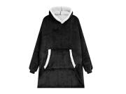 Hoodie Κουβέρτα Φούτερ, βελουτέ με Κουκούλα και τσέπες XXL, σε Μαύρο Χρώμα
