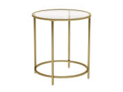 Vasagle Στρογγυλό Βοηθητικό Τραπεζάκι, Μεταλλικό, με Γυάλινη Επιφάνεια, 50x50x55 cm, LGT20G