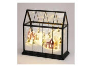 Χριστουγεννιάτικο Φωτιζόμενο Διακοσμητικό Σπιτάκι με Μπαταρίες, Γυάλινο, 33x15x33 cm