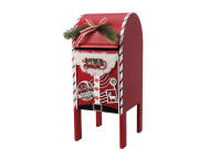 Χριστουγεννιάτικο Ξύλινο Γραμματοκιβώτιο, σε Κόκκινο χρώμα, 20x19x44.5 cm, X-mas Mailbox