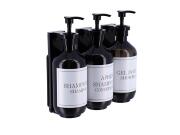 Σετ Διανεμητών Dispenser 3 Τεμαχίων για το Μπάνιο 500ml με Στήριγμα Τοίχου, 23.5x9.5x20.5 cm