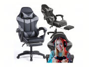 Καρέκλα Gaming με υποπόδιο από Οικολογικό Δέρμα, έως 150kg, 45x112-122 cm, Gaming Chair