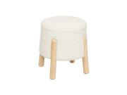 Σκαμπό με Ξύλινα Πόδια και Υφασμάτινη Επένδυση, σε Λευκό Χρώμα, 41x35x41.5 cm, Side Stool
