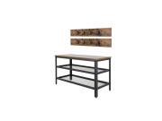 Μεταλλική Παπουτσοθήκη με 2 Ράφια, και Ξύλινη Επιτοίχια Κρεμάστρα με 8 Άγκιστρα, 73x30x44.5 cm