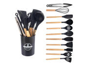 Σετ Εργαλεία Μαγειρικής 12 τεμαχίων με βάση, από Σιλικόνη, 11x11x32 cm