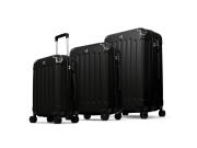 Swiss Hufeisen Σετ 3τμχ Βαλίτσες Ταξιδιού με 4 Ρόδες σε Μαύρο Χρώμα, SF-5001