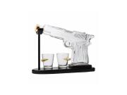 Σετ Καράφα Γυάλινη Σερβιρίσματος Ποτού σε Σχήμα Όπλου με 2 Ποτήρια, 23.5x14 cm