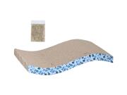 Χάρτινο Κυματιστό Ονυχοδρόμιο Γάτας με Catnip, με Σχέδιο Ψαράκια, 42.4x21.5x6.7 cm Μπλε