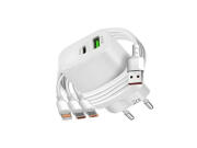 Φορτιστής 3 σε 1, με USB + USB-C για IPHONE, 20W Quick Charge 3.0