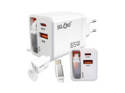 Γρήγορος Φορτιστής με 2 θύρες και Καλώδιο, USB-C και USB-A, Universal, 65w