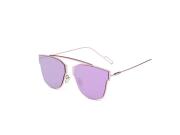 Γυναικεία Γυαλιά Ηλίου Καθρέφτης Flat top Sunglasses με Ροζ Χρυσό Σκελετό και Μωβ Φακό