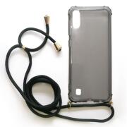 TPU Crossbody inos Samsung A105F Galaxy A10 Shock Proof Smoke with Black Strap