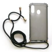 TPU Crossbody inos Samsung A202F Galaxy A20e Shock Proof Smoke with Black Strap