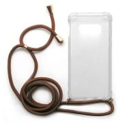 TPU Crossbody inos Samsung G970F Galaxy S10e Shock Proof Clear with Brown Strap