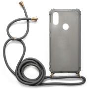 TPU Crossbody inos Samsung A705F Galaxy A70 Shock Proof Smoke with Grey Strap