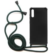 TPU Crossbody inos Samsung A705F Galaxy A70 Shock Proof Black with Dark Green Strap