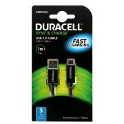 Καλώδιο Σύνδεσης USB 3.0 Duracell USB A σε USB C 1m Μαύρο