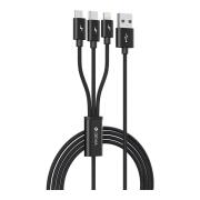 Devia Καλώδιο Braided USB 2.0 3in1 EC048 USB A σε micro USB&USB C&Lightning 1m Gracious Series Μαύρο