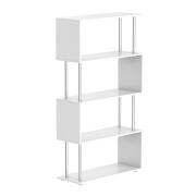 HOMCOM Ξύλινη - Μεταλλική Βιβλιοθήκη με 4 Ράφια 80 x 30 x 145 cm Χρώματος Λευκό 02-0599